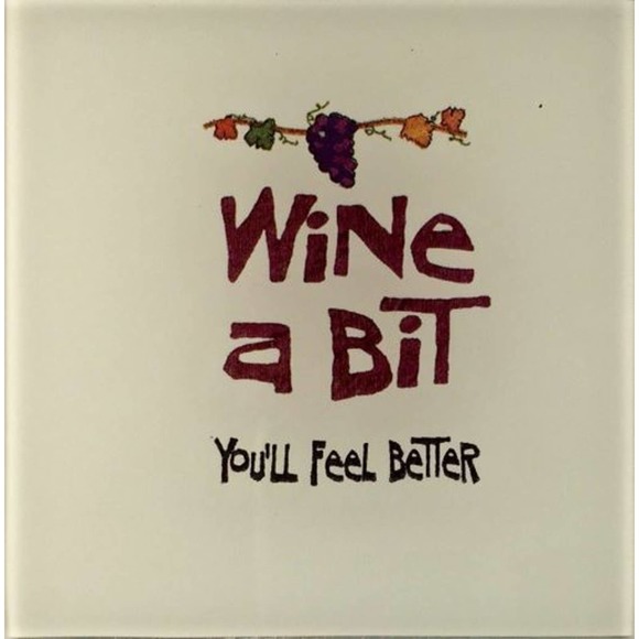 Wine A Bit You'll Feel Better Chateau Grapes Coasters  4x4" Set of 4 NEW - Picture 2 of 2